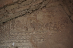 Detail of the mosaic from the 4th century CE Christian basilica under the floor of the refectory of the Monastery of Saint Mary.