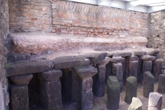 Hypocaust and flooring preserved in the caldarium of the Great Public Bath.