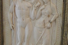Ivory relief from the 5th century CE, likely depicting Hippolytus and Phaedra. Museo di Santa Giulia.