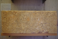 Honorary inscription of Gaius Calvisius Sabinus, son of Ayon and flamen of Roma and the Divine Augustus, for his donation of wheat to the city. 