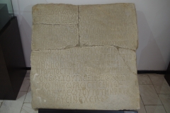 Inscription from Basilica No. 3 noting the dedication to Stefan and noting the burial of Theodore in the basilica and that of his father, Yoahan, in the narthex of the basilica. Dated to the 2nd half of the 4th century CE. Hisarya Archaeological Museum.
