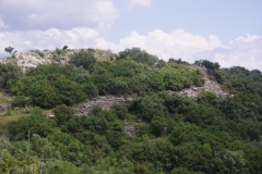 View of the walls on the ridge above the Laconian gate, from the Sanctuary of Artemis Limnatis.