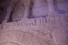 Re-used reliefs in the upper part of the narthex of the Basilica della Santissima Trinità in Venosa.